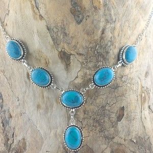 Turquoise Rope Design .925 Layered Stainless Steel Necklace Earring Set